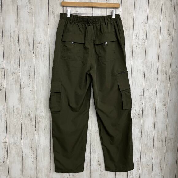 Cargo Lightweight Stretch Waist Baggy Thin Green Utility Pants Medium - Picture 2 of 7